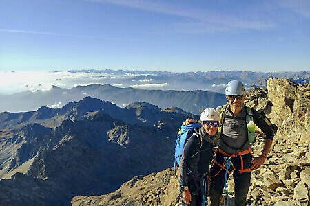 In vetta al Monviso lungo la Via Normale